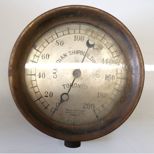 2287 - Two maritime pressure gauges manufactured by The Jas. Morrison Brass Mfg. Co. Ltd. based in Toronto,... 