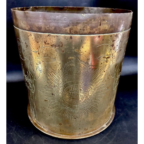 2280 - A trench art shell, a large German military shell, marked Magdeburg Jan 1917, the underside also mar... 