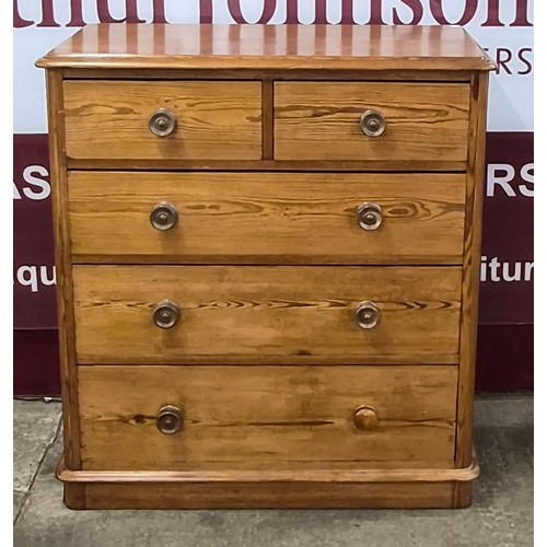 77 - A Victorian pitch pine chest of drawers