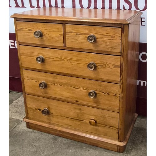 77 - A Victorian pitch pine chest of drawers