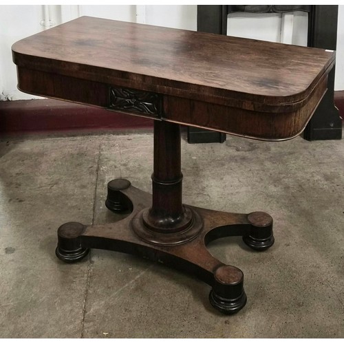 78 - A William IV rosewood D-shaped fold-over games table