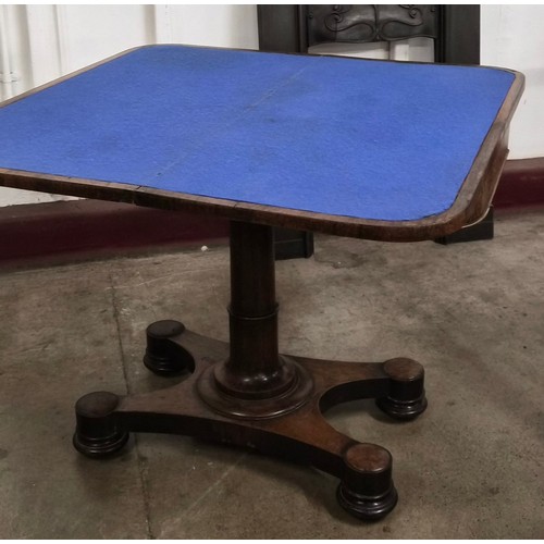 78 - A William IV rosewood D-shaped fold-over games table