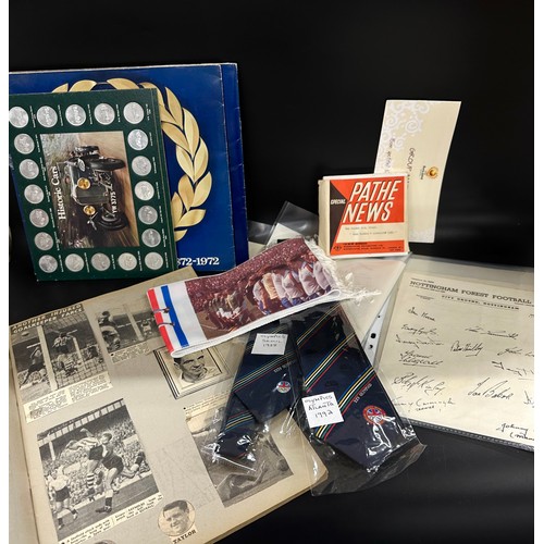2186 - Football; assorted football collectables, two scrapbooks, Pathe News 8mm Real Madrid v Eintracht 196... 