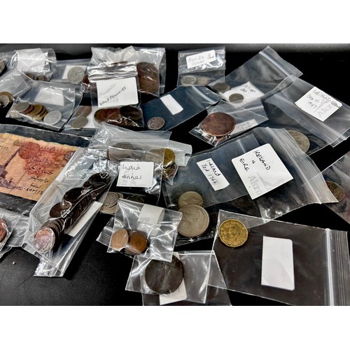 2270 - A collection of coins, 20th century coins, foreign and English including three silver 3d