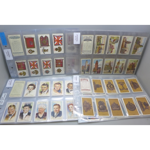 2190 - Twelve full cigarette card sets, including John Player Standards and Cap Badges, Film Stars, Charact... 