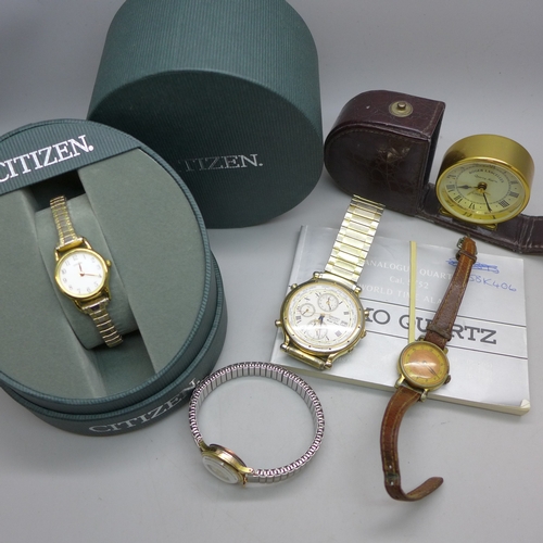 2229 - A Seiko Quartz wristwatch, a lady's Oris wristwatch with 10 year gold filled case, two other lady's ... 