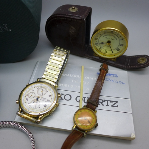 2229 - A Seiko Quartz wristwatch, a lady's Oris wristwatch with 10 year gold filled case, two other lady's ... 