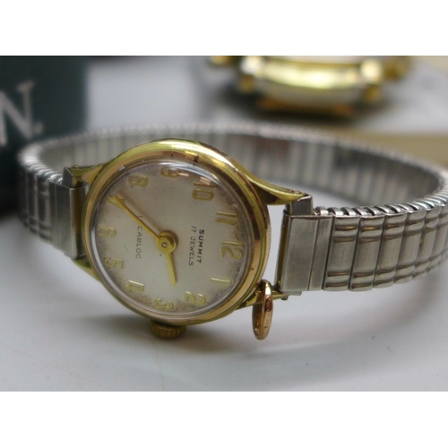 2229 - A Seiko Quartz wristwatch, a lady's Oris wristwatch with 10 year gold filled case, two other lady's ... 