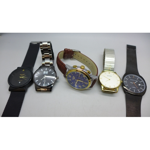 2235 - Five gentleman's wristwatches including Christian Lars, Sekonda, etc.