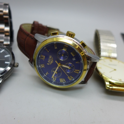 2235 - Five gentleman's wristwatches including Christian Lars, Sekonda, etc.