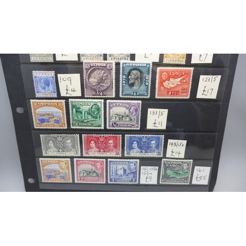 2241 - Stamps; a stocksheet of mint Cyprus stamps