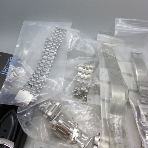 2272 - Assorted watch straps, mainly stainless steel and two leather