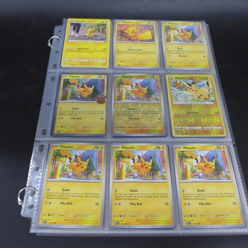 2225 - A large collection of 108 all Pikachu Pokemon cards including holographic, reverse holos, etc.