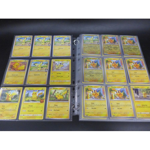 2225 - A large collection of 108 all Pikachu Pokemon cards including holographic, reverse holos, etc.