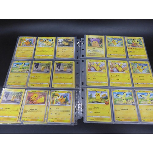 2225 - A large collection of 108 all Pikachu Pokemon cards including holographic, reverse holos, etc.