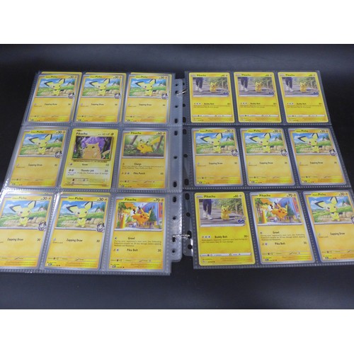 2225 - A large collection of 108 all Pikachu Pokemon cards including holographic, reverse holos, etc.