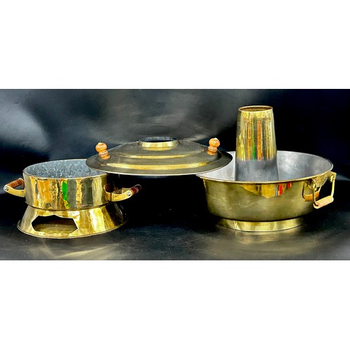 2294 - A brass Tibetan food warmer