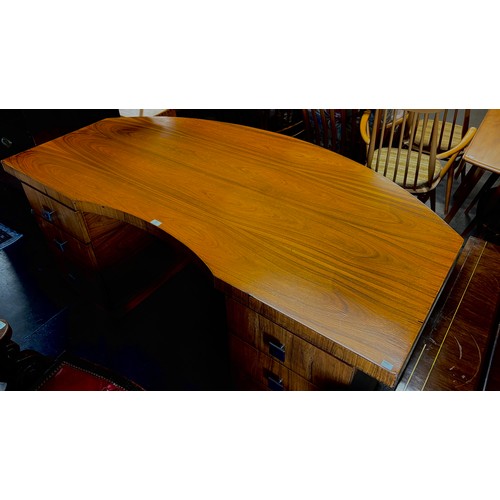 136 - An Art Deco style walnut pedestal desk