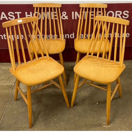 68 - A set of four Scandinavian beech kitchen chairs