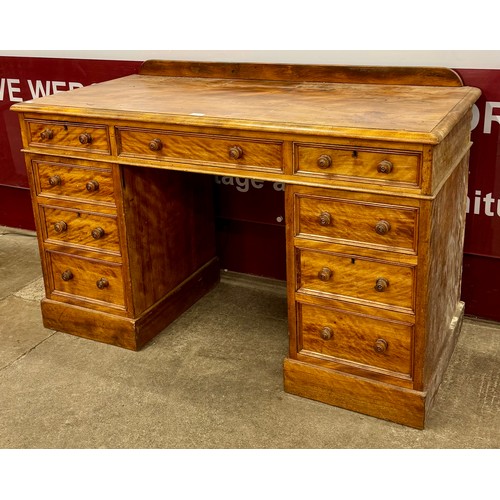75 - A Victorian satin birch pedestal desk