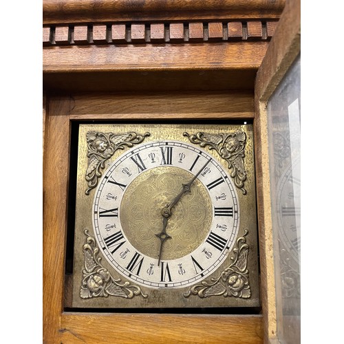 222A - A Victorian style scumbled oak 30-hour longcase clock