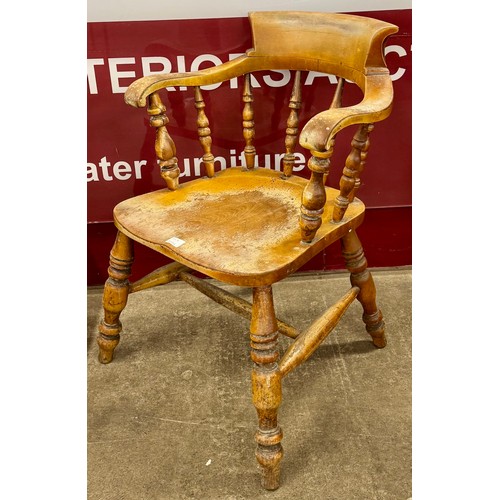 92A - A Victorian elm and beech smokers bow chair