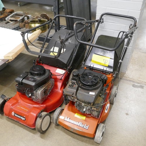 5001 - A Mountfield Emblem 83108 petrol driven lawnmower and a Sovereign 4HP self propelled lawnmower - bot... 