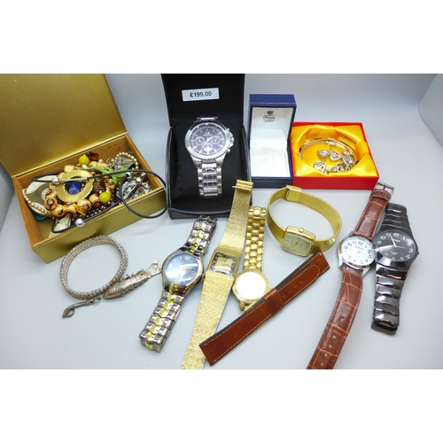 7140 - A collection of wristwatches and costume jewellery