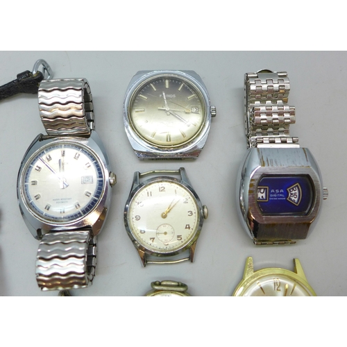 7142 - A collection of lady's and gentleman's mechanical wristwatches to include an ASA Digital example