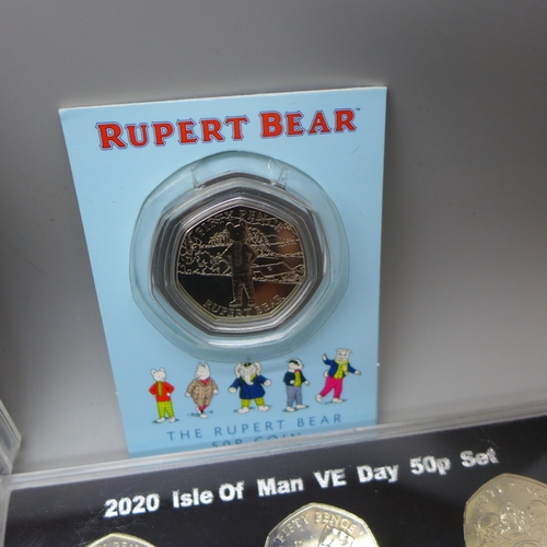 7166 - Coins - a collection of brilliant uncirculated limited edition 50 pence coin sets, including a 2020 ... 
