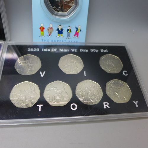 7166 - Coins - a collection of brilliant uncirculated limited edition 50 pence coin sets, including a 2020 ... 