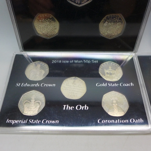 7166 - Coins - a collection of brilliant uncirculated limited edition 50 pence coin sets, including a 2020 ... 