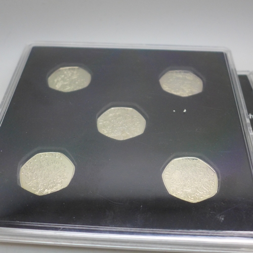 7166 - Coins - a collection of brilliant uncirculated limited edition 50 pence coin sets, including a 2020 ... 