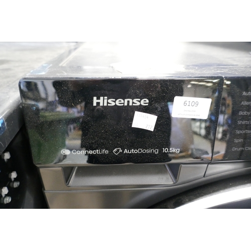 6134 - A Hisense 10.5kg black washing machine , original RRP £299.99 + VAT (384-272) *This lot is subject t... 
