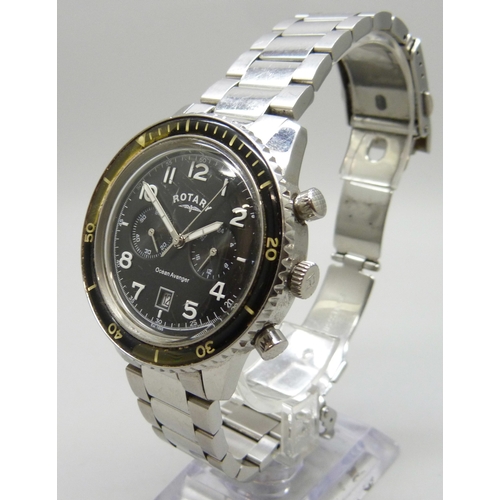 7151 - A Rotary Ocean Avenger chronograph wristwatch with black dial and date aperture, 45mm including crow... 