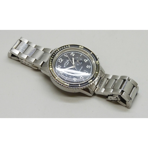 7151 - A Rotary Ocean Avenger chronograph wristwatch with black dial and date aperture, 45mm including crow... 