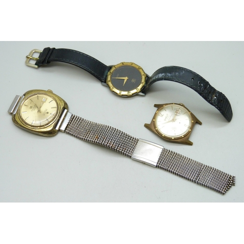 7154 - A Zheut Calendar wristwatch, a Tissot Automatic Seastar wristwatch and a Gucci 3200M wristwatch