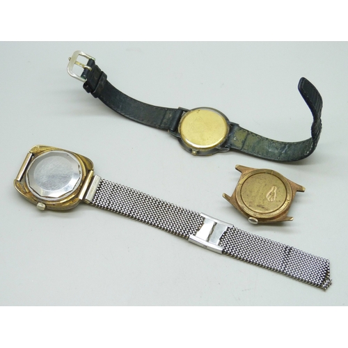 7154 - A Zheut Calendar wristwatch, a Tissot Automatic Seastar wristwatch and a Gucci 3200M wristwatch