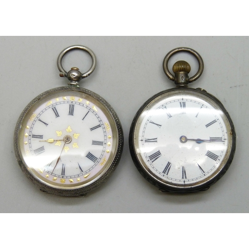 7157 - Two .935 silver fob watches, 74g total