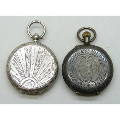 7157 - Two .935 silver fob watches, 74g total
