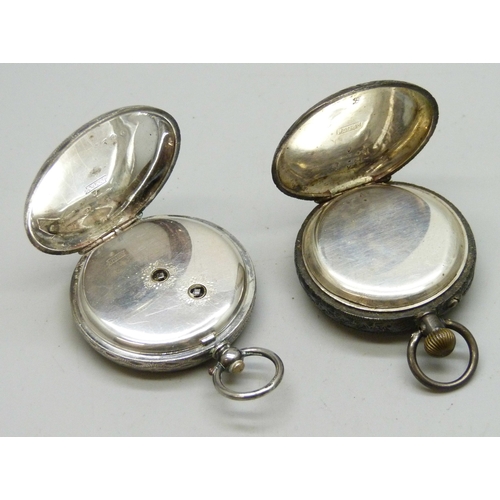 7157 - Two .935 silver fob watches, 74g total
