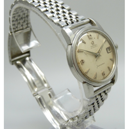 7159 - An Omega Seamaster automatic wristwatch with date aperture, 35mm including crown, on a stainless ste... 