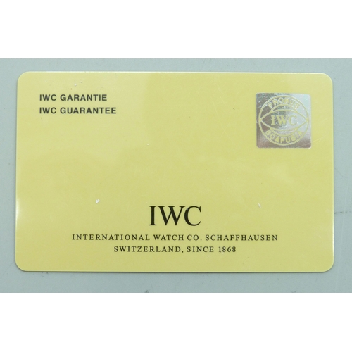 7161 - IWC, Schaffhausen, a Pilot black dial chronograph wristwatch with day/date aperture, with guarantee ... 