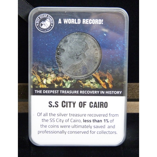 7170 - Coins - Deep Ocean Search, an S.S. City of Cairo Indian silver rupee set - 1862, 1907 and 1919 silve... 