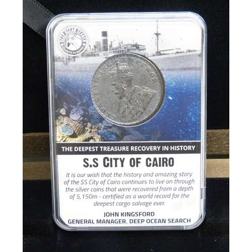 7170 - Coins - Deep Ocean Search, an S.S. City of Cairo Indian silver rupee set - 1862, 1907 and 1919 silve... 