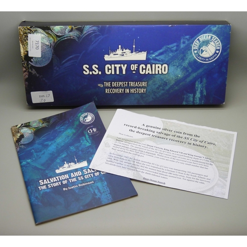 7170 - Coins - Deep Ocean Search, an S.S. City of Cairo Indian silver rupee set - 1862, 1907 and 1919 silve... 