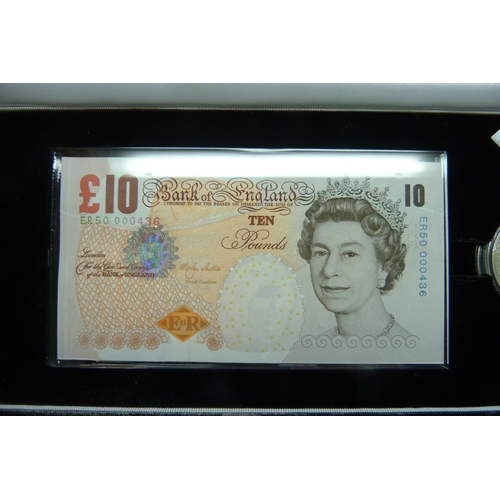 7173 - Coins - The Royal Mint, a Golden Jubilee silver proof crown and £10 note set, limited edition (500),... 
