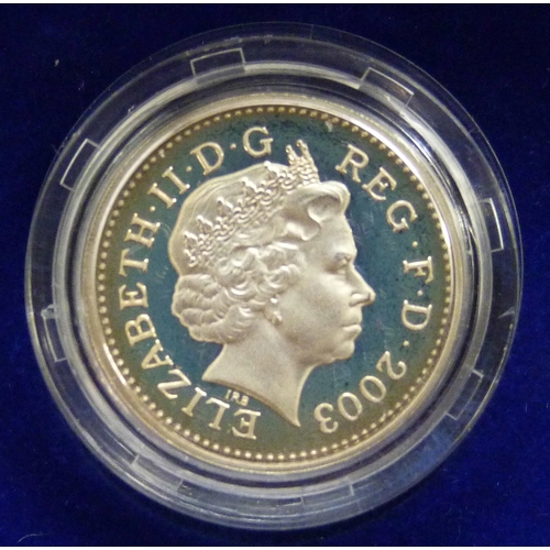 7174 - Coins - The Royal Mint, a 2003 silver proof piedfort three coin collection, cased and with certifica... 