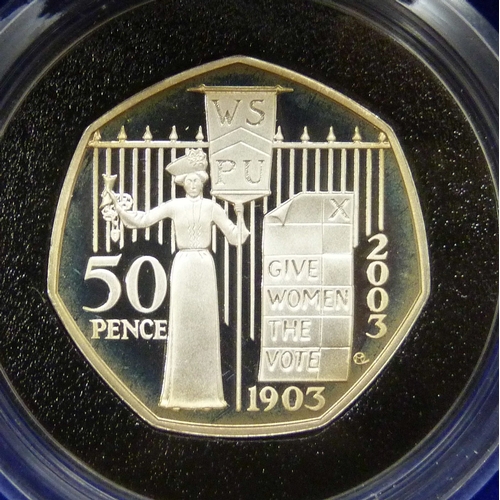 7174 - Coins - The Royal Mint, a 2003 silver proof piedfort three coin collection, cased and with certifica... 