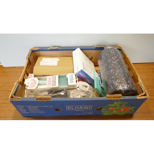 6032 - A quantity of self care items to include adhesive dressings, Tangle hair brushes, Yoga roll, bath bo... 